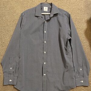 Todd Snyder Blue and White Dress Shirt with Micro-Check Pattern
